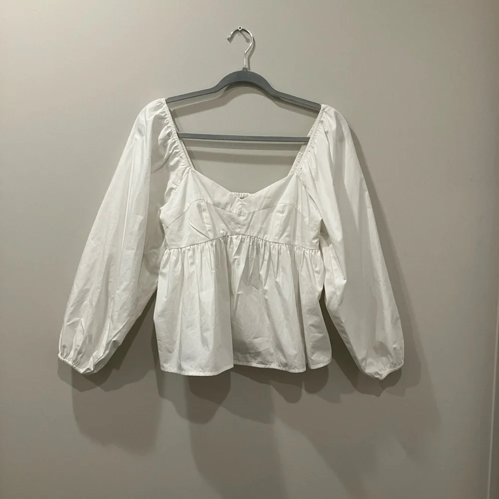 Banana Republic PS White Blouse with Puff Sleeves cottagecore